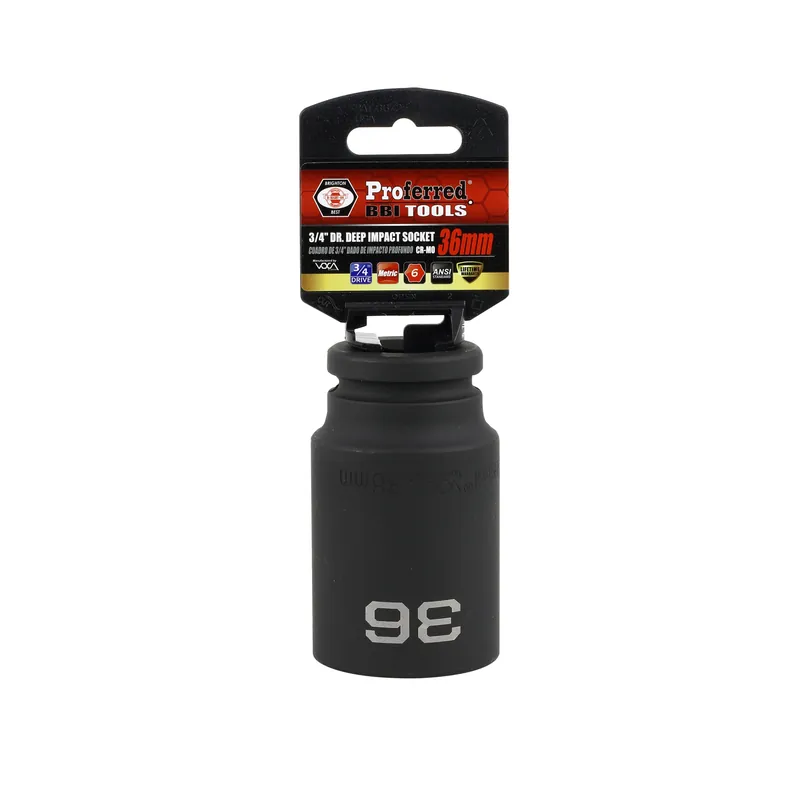 36MM - 3/4" Drive 6 Point Metric Deep Impact Socket Impact Final Sale