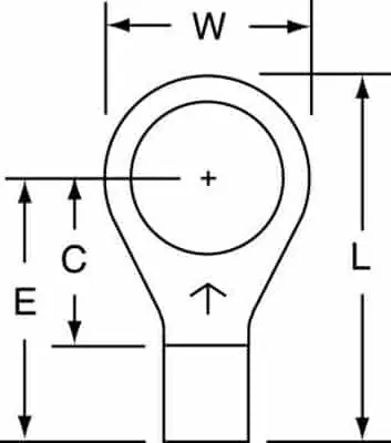 Crafted 3M™ Non-Insulated Brazed Seam Ring Tongue Terminal 13-56S-W, Max. Temp. 347 °F (175 °C) for bare terminals
