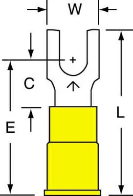 Viral 3M™ Vinyl Insulated Butted Seam Block Fork Terminal BS-33-8-P, suitable for use in a terminal block