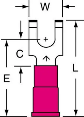 3M™ Vinyl Insulated Butted Seam Flanged Block Fork Terminal BS-21-8-P, suitable for use in a terminal block Same Day Shipping