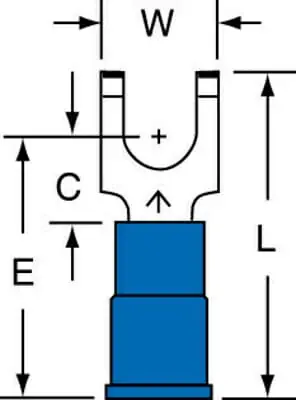 Professional Grade 3M™ Vinyl Insulated Butted Seam Flanged Block Fork Terminal BS-22-10-P, suitable for use in a terminal block