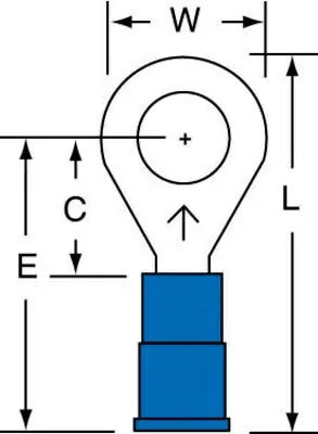 3M™ Vinyl Insulated Butted Seam Ring Tongue Terminal 12-14-P, standard-style ring tongue fits around the stud Instant Buy
