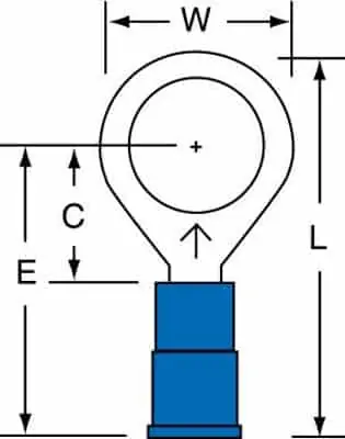 Express Delivery 3M™ Vinyl Insulated Butted Seam Ring Tongue Terminal 12-38-P, standard-style ring tongue fits around the stud