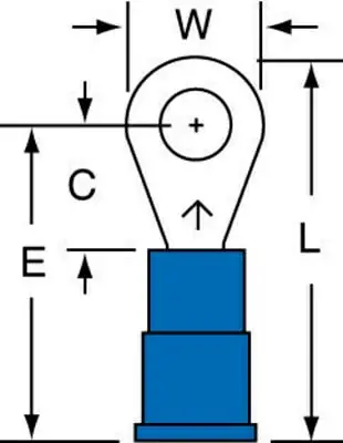 Direct From Manufacturer 3M™ Vinyl Insulated Butted Seam Ring Tongue Terminal 12-8-P, standard-style ring tongue fits around the stud