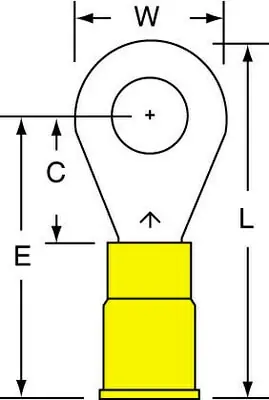Factory Price 3M™ Vinyl Insulated Butted Seam Ring Tongue Terminal 13-10-P, standard-style ring tongue fits around the stud