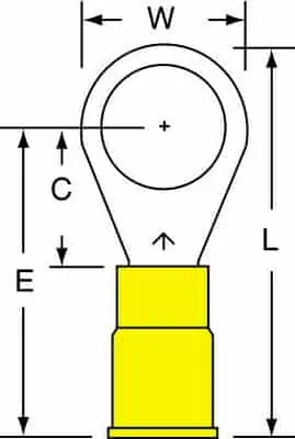 Big Sale 3M™ Vinyl Insulated Butted Seam Ring Tongue Terminal 13-38-P, standard-style ring tongue fits around the stud