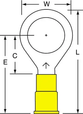 3M™ Vinyl Insulated Butted Seam Ring Tongue Terminal 13-500-P, standard-style ring tongue fits around the stud Fast Shipping