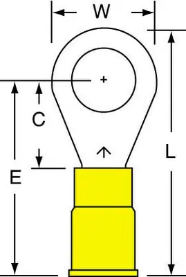 Limited Offer 3M™ Vinyl Insulated Butted Seam Ring Tongue Terminal 13-56S-P, standard-style ring tongue fits around the stud