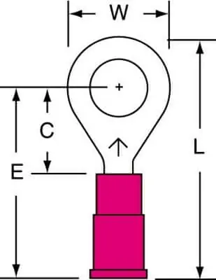 Hot Deal 3M™ Vinyl Insulated Butted Seam Ring Tongue Terminal, 11-14S-P, standard-style ring tongue fits around the stud