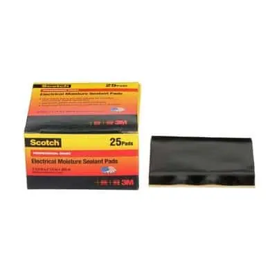 Certified Scotch® Electrical Moisture Sealant Pad 06149, 2-1/2 in x 2-1/2 in, Black,10 pads/carton, 250 pads/case