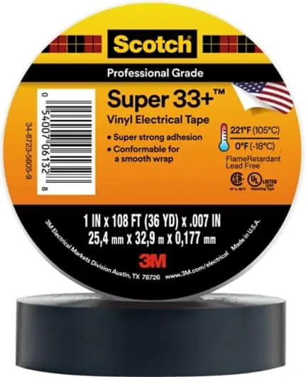 Scotch® Super 33+ Vinyl Electrical Tape, 1 in x 36 yd, Black, 48 rolls/Case Cheap