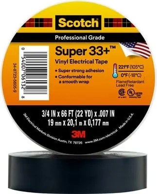 Deal Scotch® Super 33+ Vinyl Electrical Tape, 3/4 in x 66 ft, 1-1/2 in Core, Black