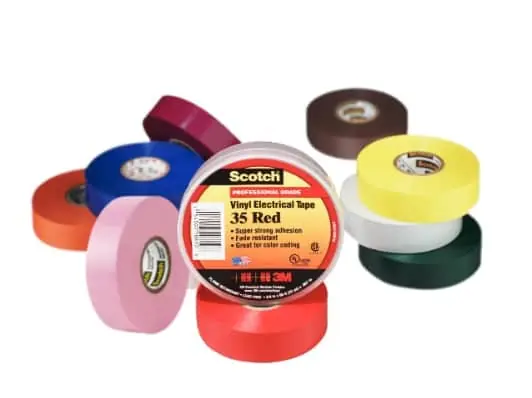 Best Choice Scotch® Vinyl Color Coding Electrical Tape 35, 1/2 in x 20 ft, multi-color, 8 rolls/pack, 50 packs/Case