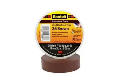 Top Pick Scotch® Vinyl Color Coding Electrical Tape 35, 3/4 in x 66 ft, Brown