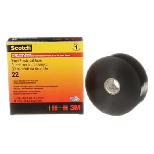 Hassle-Free Returns Scotch® Vinyl Electrical Tape 22, 1-1/2 in x 36 yd, Black, 12 rolls/Case