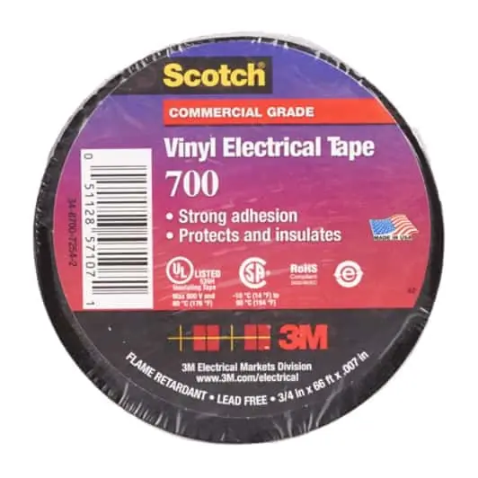 Scotch® Vinyl Electrical Tape 700, 2 in x 20 ft, Black, 100 rolls/Case, NO SHRINKWRAP Place Order